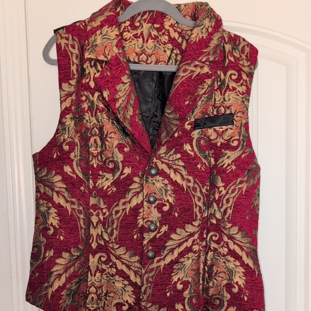 Unk Red and Gold Brocade Vest